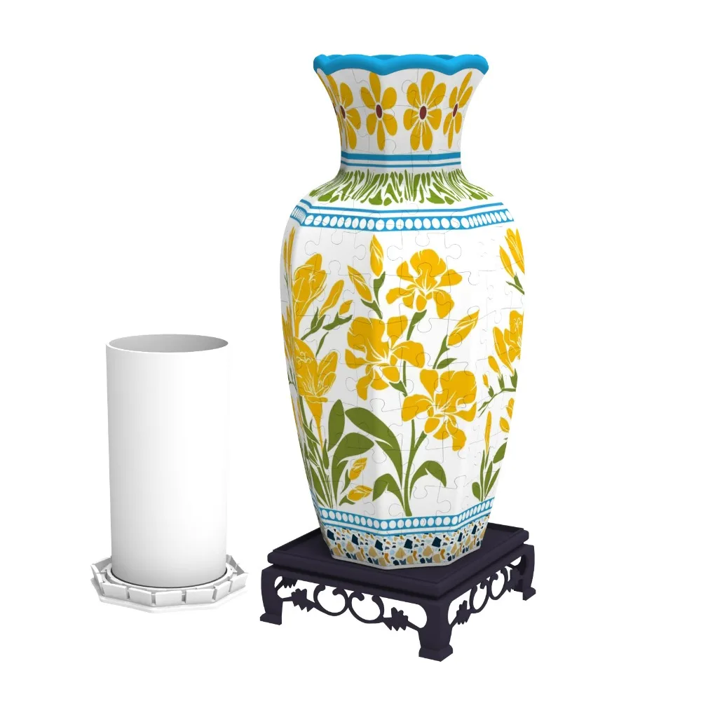 Creative 3D Puzzle Vase Waterproof Building Block DIY Arts Vase Educational with Base Flower Arrangement Vase Housewarming Gift