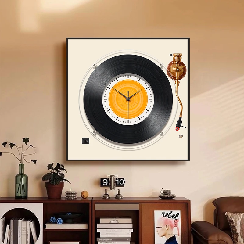 Vinyl Record Wall Clock Creative High-End Acrylic Silent Clock with Abstract Art Design - Desktop Decor Ornament
