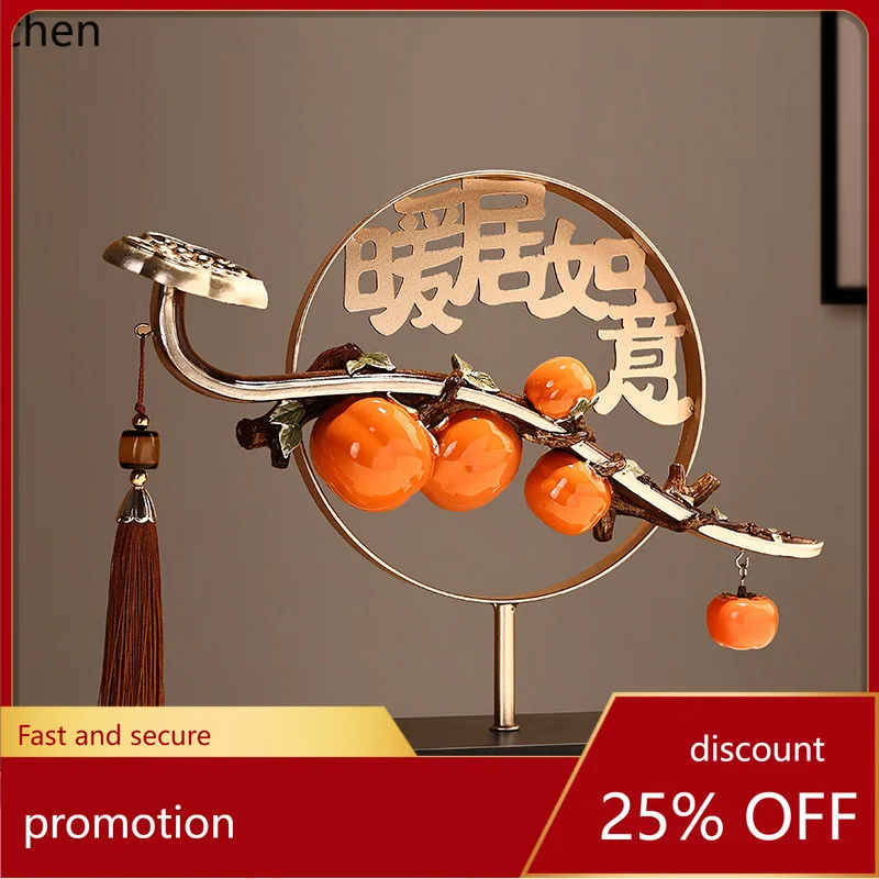 

ZML New Chinese Style Warm Home Decor Persimmon Ornament for Living Room and Wine Cabinet Decoration