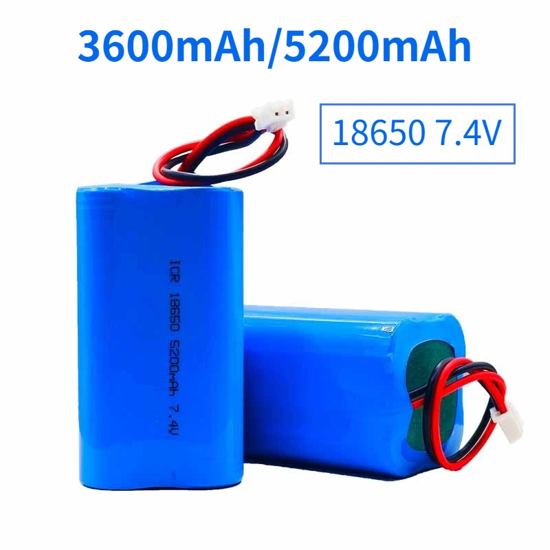 3600mAh/5200mAh 18650 7.4V Rechargeable Battery 2S2P for Bluetooth Speaker Solar Light Monitor+Protective Board XH2.54-2P Plug