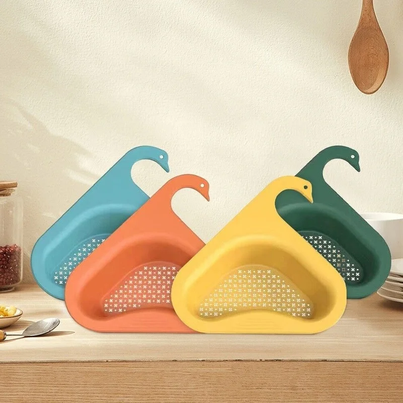 Storage Rack Sink Filter Shelf Kitchen Leftover Sink Strainer Swan -Shaped Drain