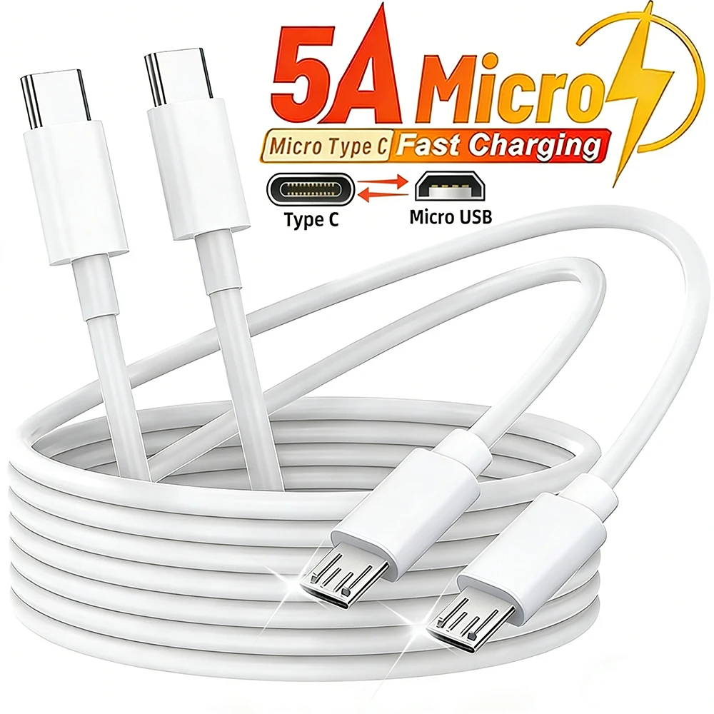 5A USB C To Micro USB Fast Charging Data Cable for Samsung Hwawei Xiaomi Type C Male To Micro USB Male Quick Charger Adapter