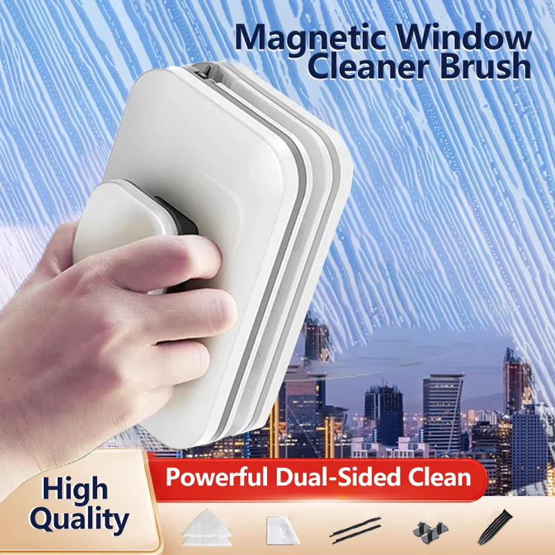 

Double-Sided Magnetic Window Cleaner Water Discharge Wiper, Household Outside Magnetic Glass Cleaning Brush for Cleaning Windows
