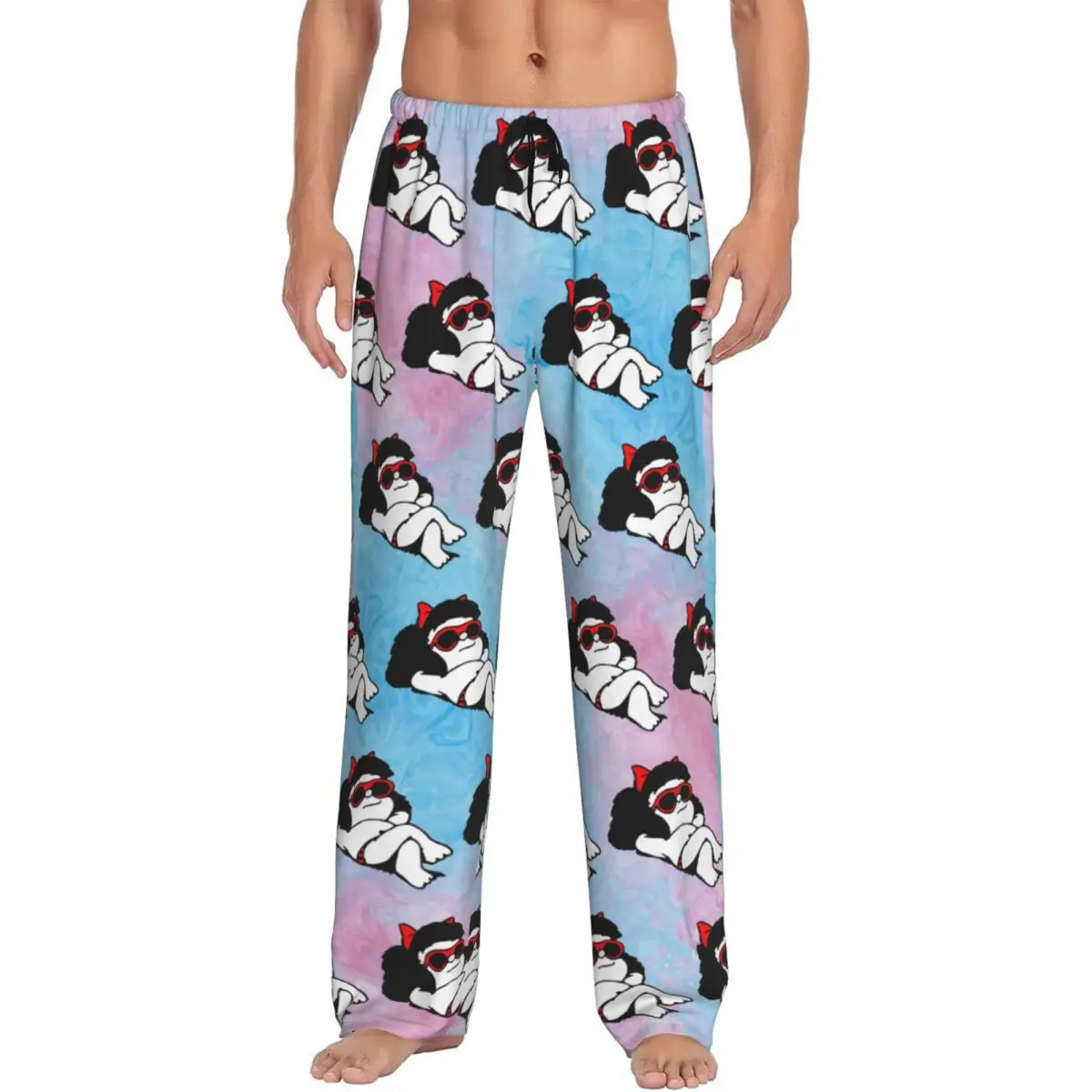 Custom Men Mafaldas Lie Pajama Pants Print Sleep Sleepwear Bottoms with Pockets