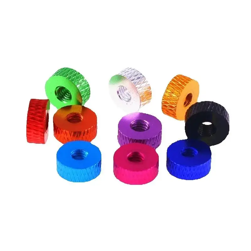 M3-M6 Aluminum Alloy Thumb Nut Colored Knurled Anti-Slip Flat Ultra-Thin Through Hole Metal Fastening Nut