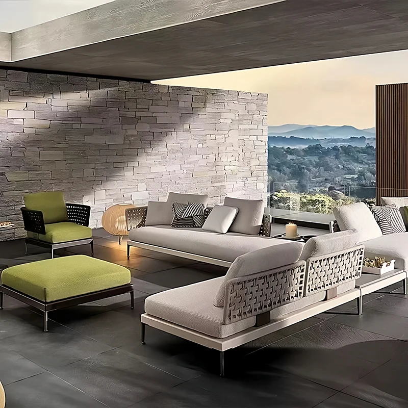 

Outdoor Sofa Garden Furniture Sets Minimalist Metal Outside Nordic Garden Furniture Sets Footrest Table Muebles Home Furniture