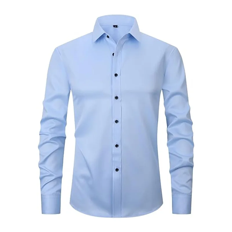 Diy Your Logo Men's Long Sleeve Shirt Stretchy Non-iron Wrinkle Resistant Minimalist Business Casual Silky And Traceless Shirt image 4
