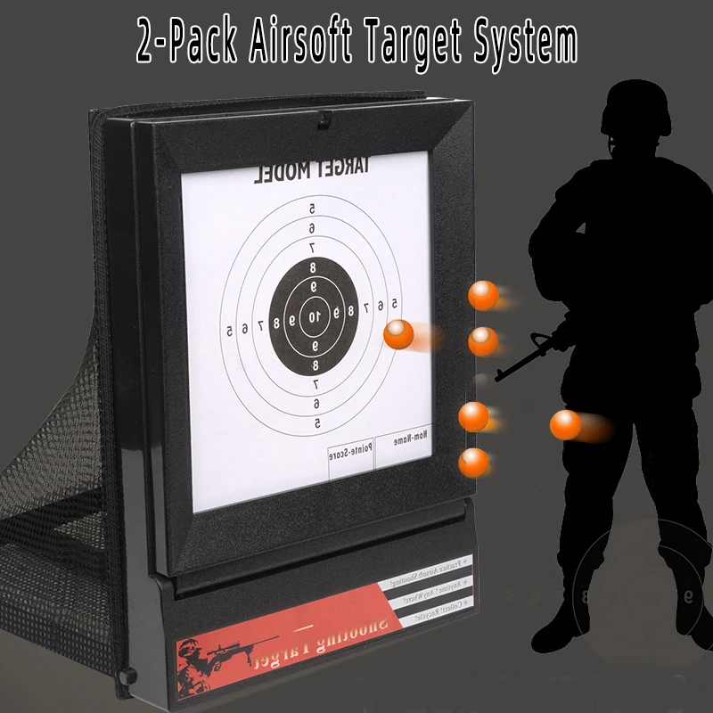 نظام الهدف QQ Airsoft مع حامل شبكة الماسك على شكل مصيدة وهدف ورقي لتدريب إطلاق النار على الحبيبات BB، مناسب للداخلية #1