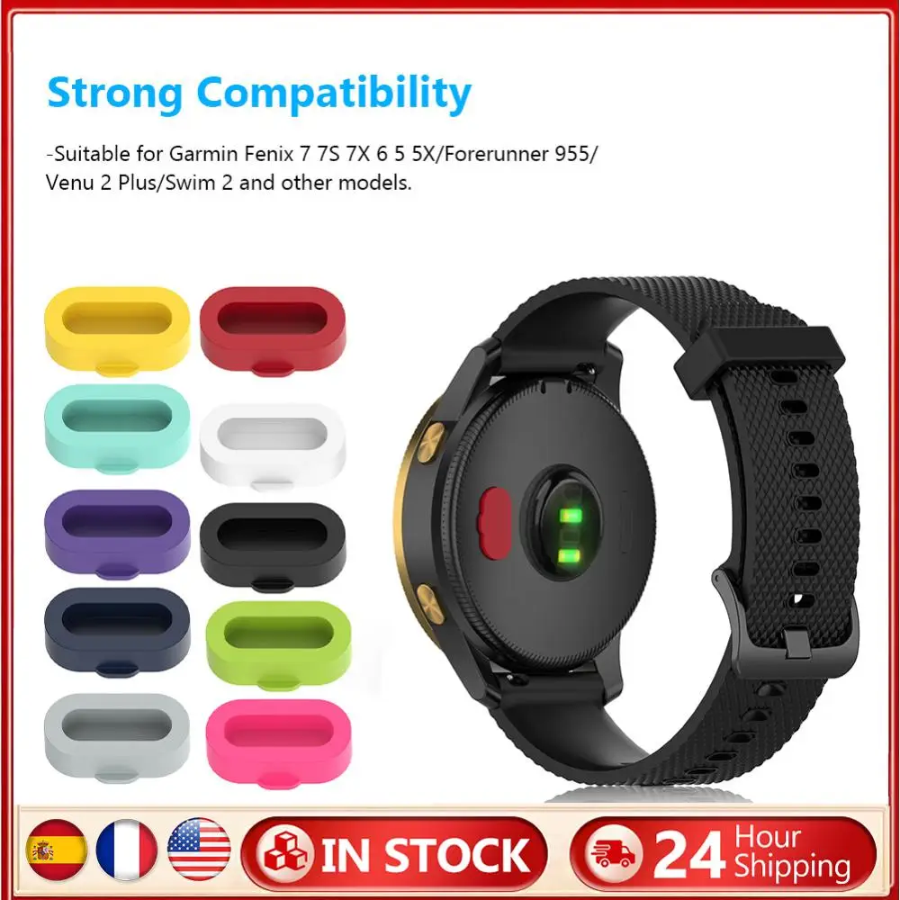 

10pcs Charging Port Cap Silicone Protection Cap Anti-dust Charging Port Cover Watch Accessories for Garmin Fenix 7 7s 7x 6 5 5x