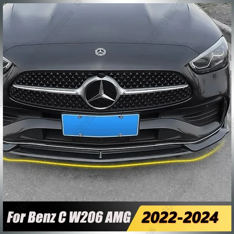 

For Mercedes-Benz C-Class W206 S206 C260 C43 C63 AMG 2022-2024 Front Bumper Lip Spoiler Diffuser & Rear Side Canard Spoiler