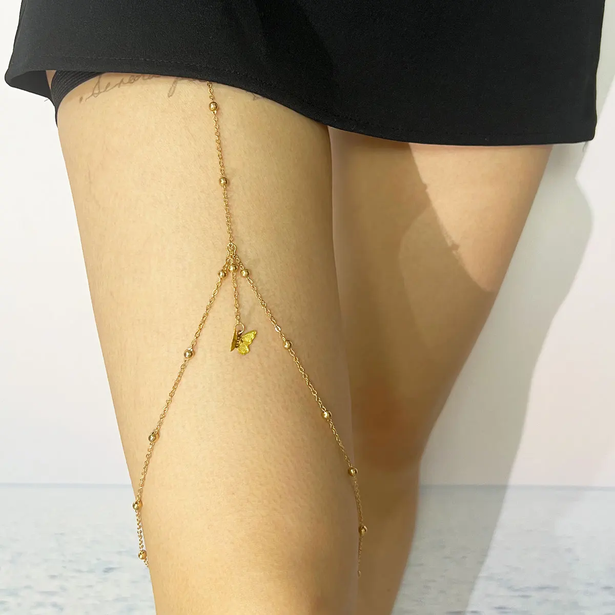 مجوهرات جسم معدنية بسيطة مثيرة ، أزياء شخصية ، إكسسوارات مطرزة للسيدات ، سلسلة الساق ، صورة الشارع ، فستان حفلات النادي الليلي