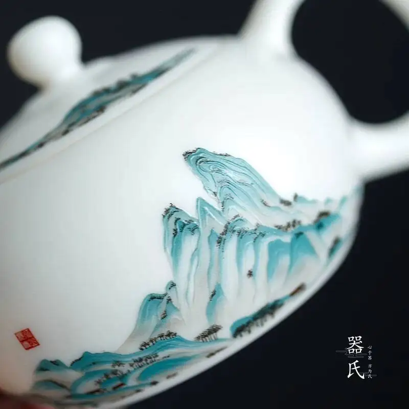 Qishi Hengshan Society s Plain Fired White Jade Porcelain Teapot Ceramic Kung Fu Set High End Single Pot Large Capacity Tea