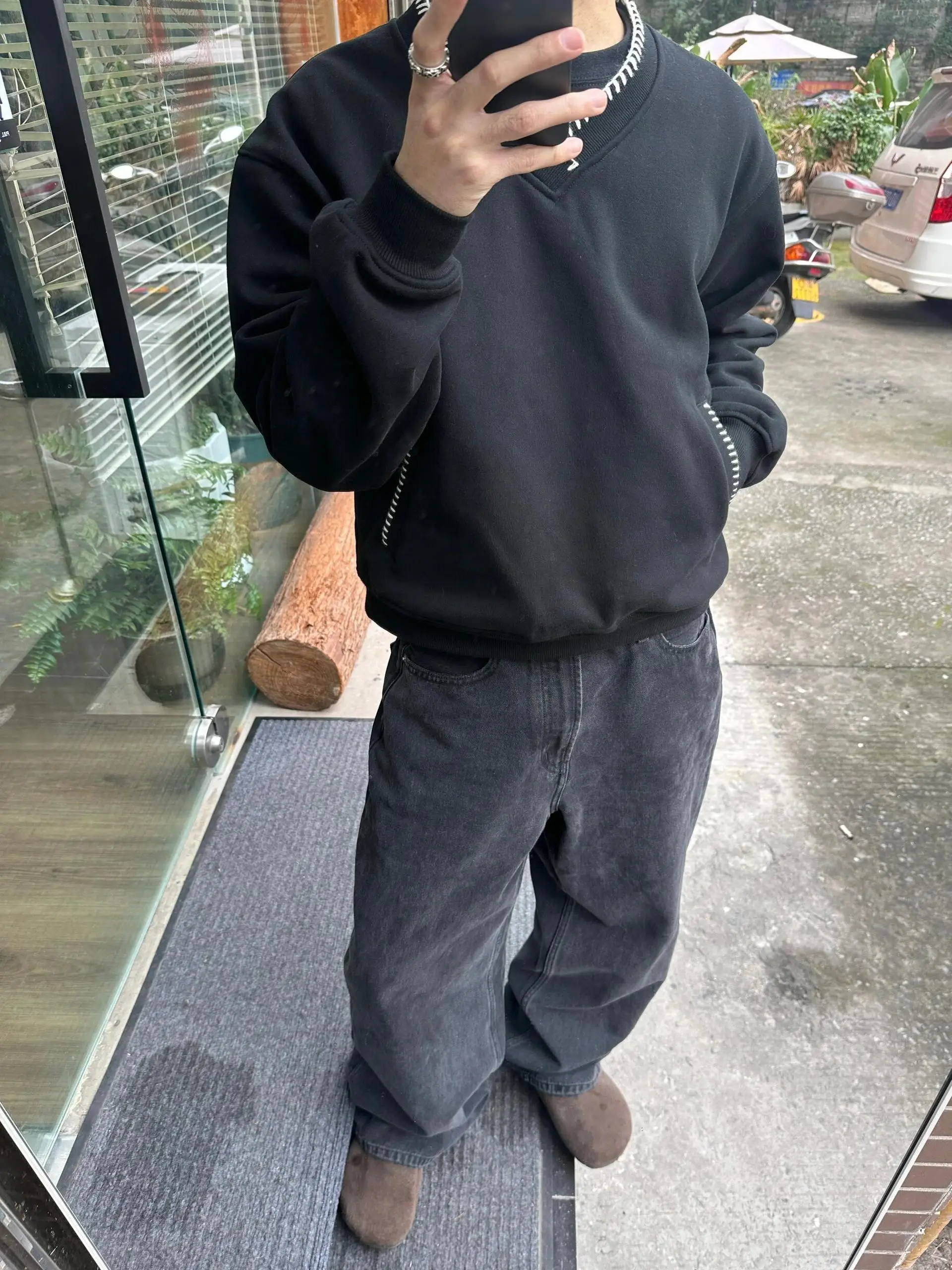 

Мужские джинсы свободного кроя с широкими штанинами, прямые, прочные, повседневные, на все сезоны, базовые, новые, из денима