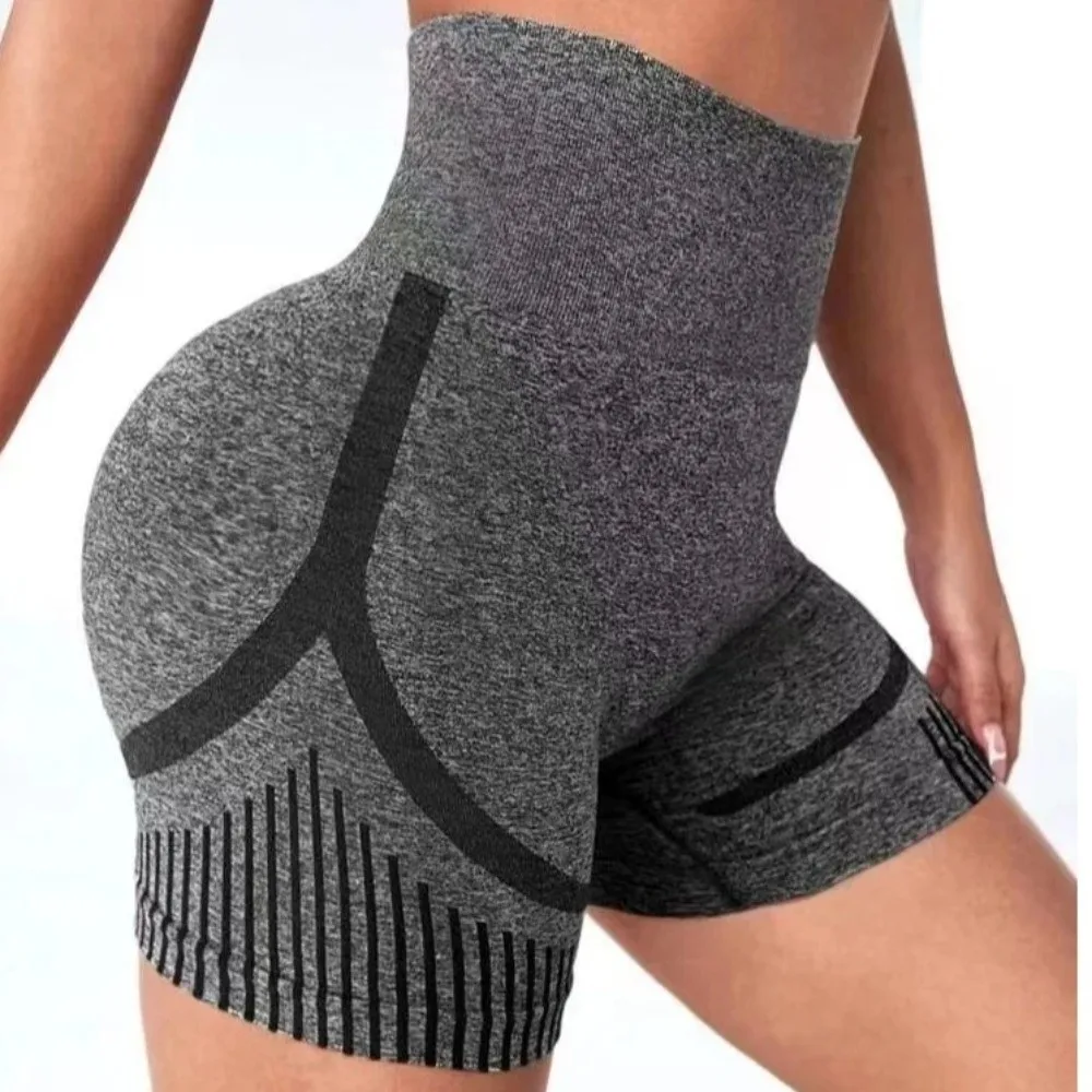 New High Waist Yoga Shorts Tummy Control Seamless Fitness Shorts Butt Lifting Breathable Biker Shorts Running Cycling Jogging
