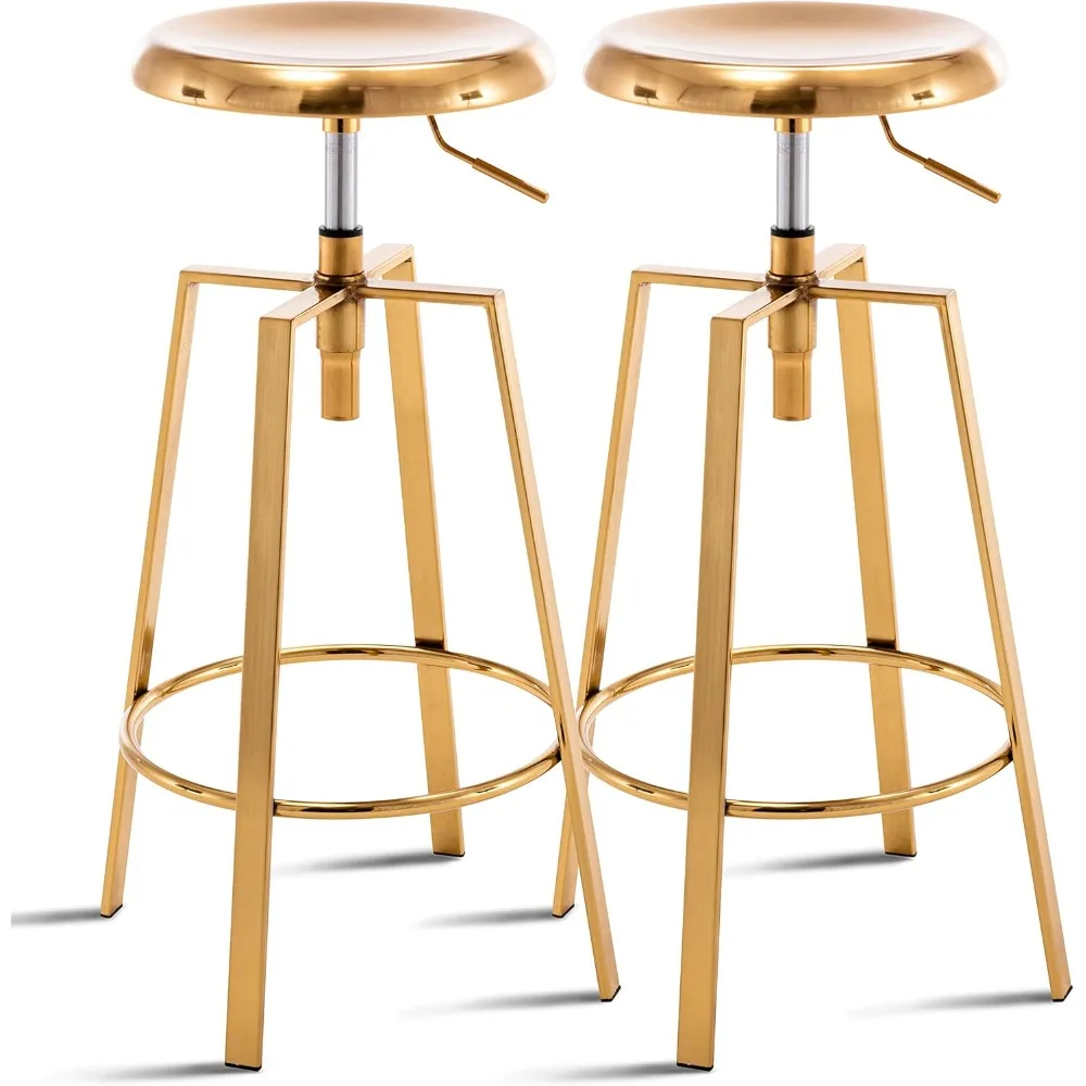 

Adjustable Industrial Bar Stool,Swivel Round Metal Barstools Set of 2,Counter Height Armless Metal Frame Bar Chair for Kitchen B