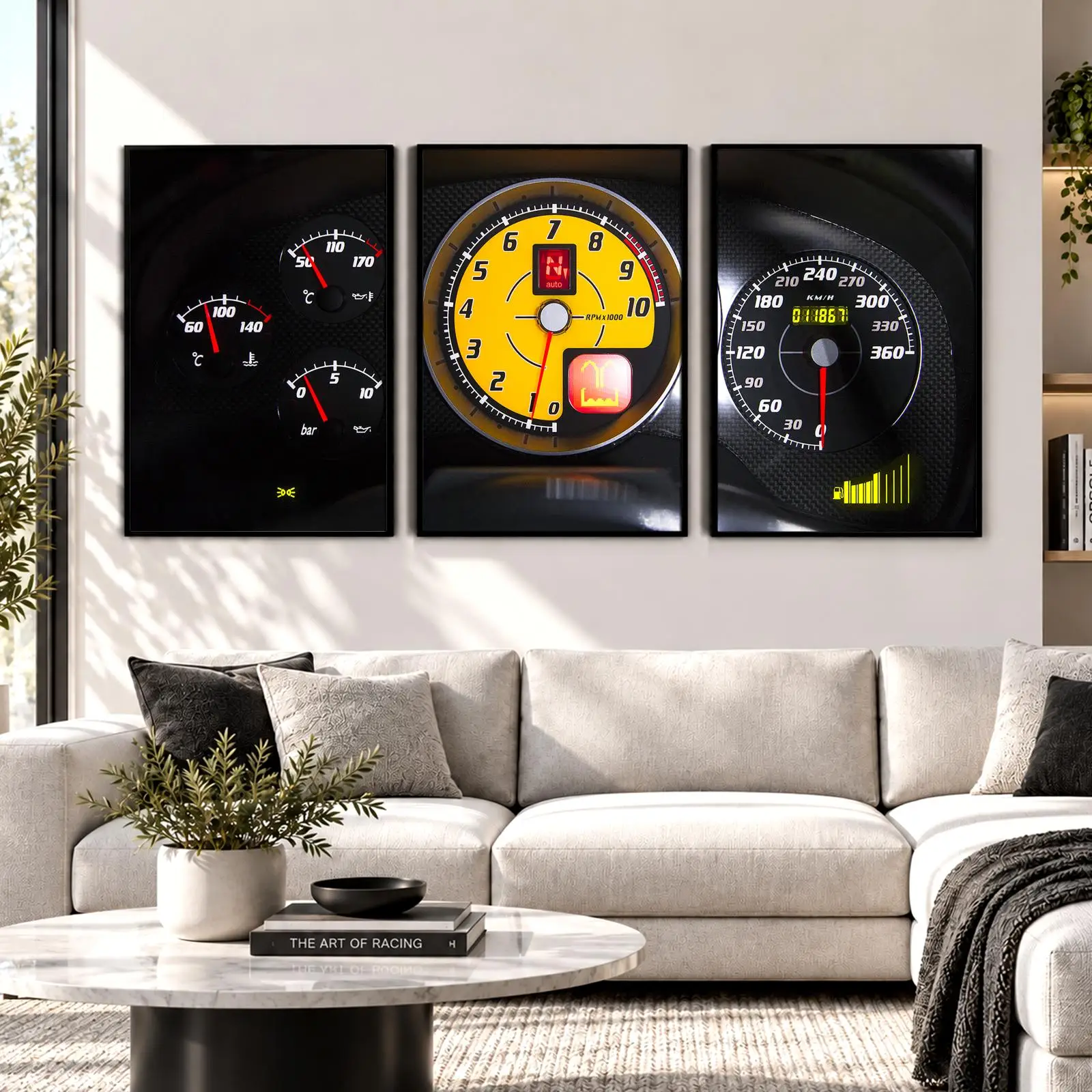 Luxury Performance Cockpit Painting Calligraphy Canvas Poster Set Wall Artwork for Bedroom Living Room Decorative Prints Gift