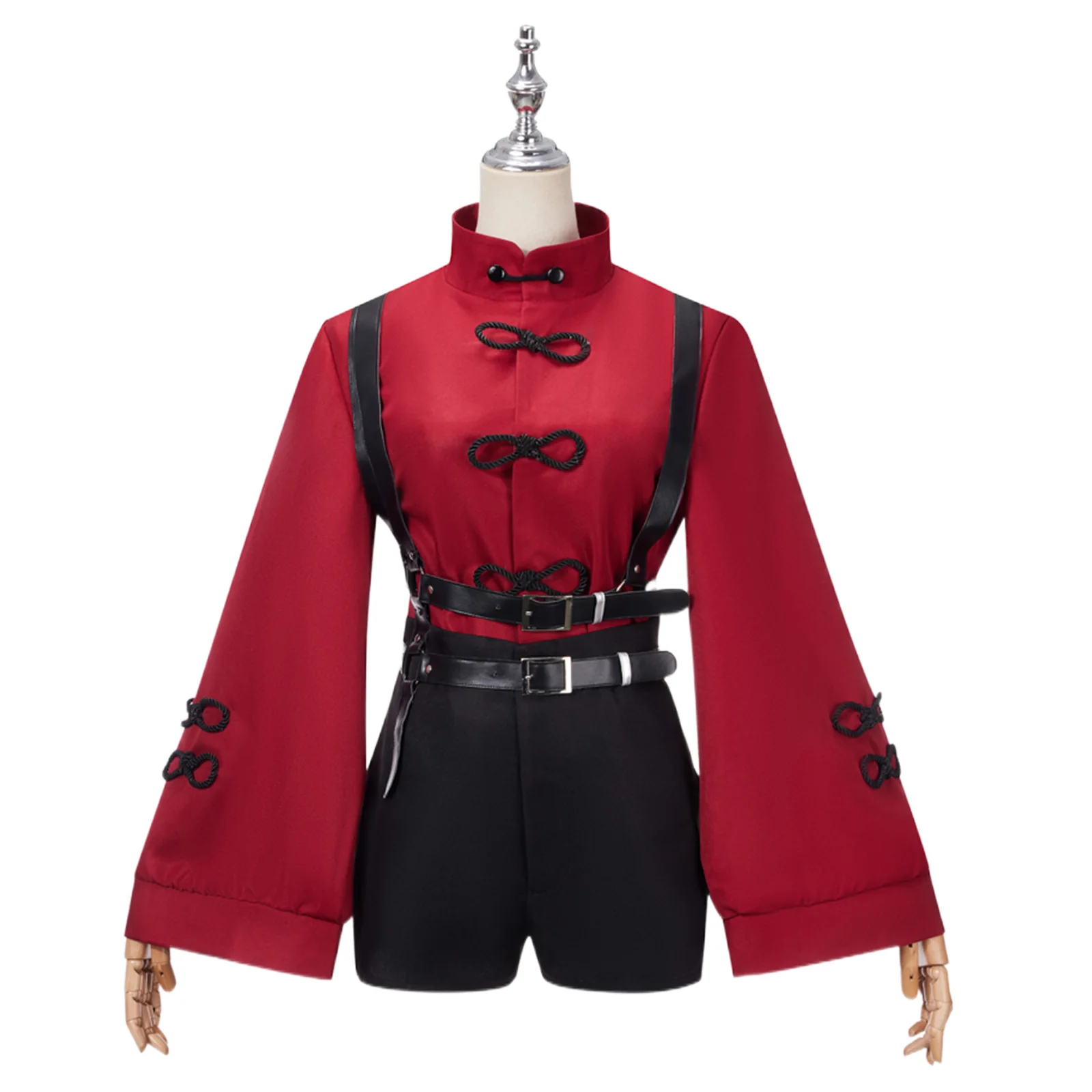 Game Hu Tao Cosplay Costume Sleeve Top Shorts Suspender Trousers Uniform For Women Halloween Carnival Demon Suit