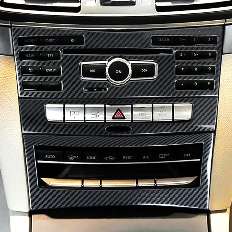 

Carbon Fiber Color Car Console Air Condition CD Button Panel Frame Trim For Mercedes Benz E Class W212 2014-2015 Accessories