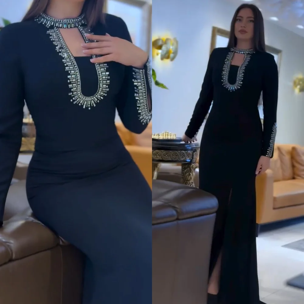 تخصيص عالية الجودة جيرسي مطرزة نمط حورية البحر مغرفة الرقبة فساتين طويلة مناسبة مخصصة مساء بسيط #1