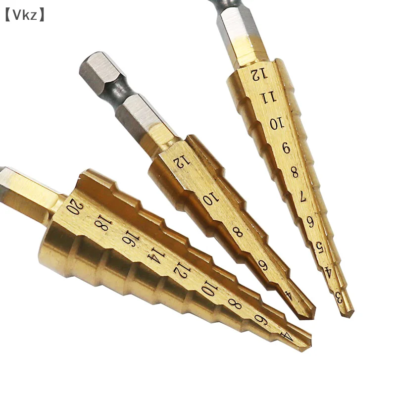 3-12mm 4-12mm 4-20mm HSS Straight Groove Step Drill Bit Set Titanium Coated Wood Metal Hole Cutter Core Drill Bit Set