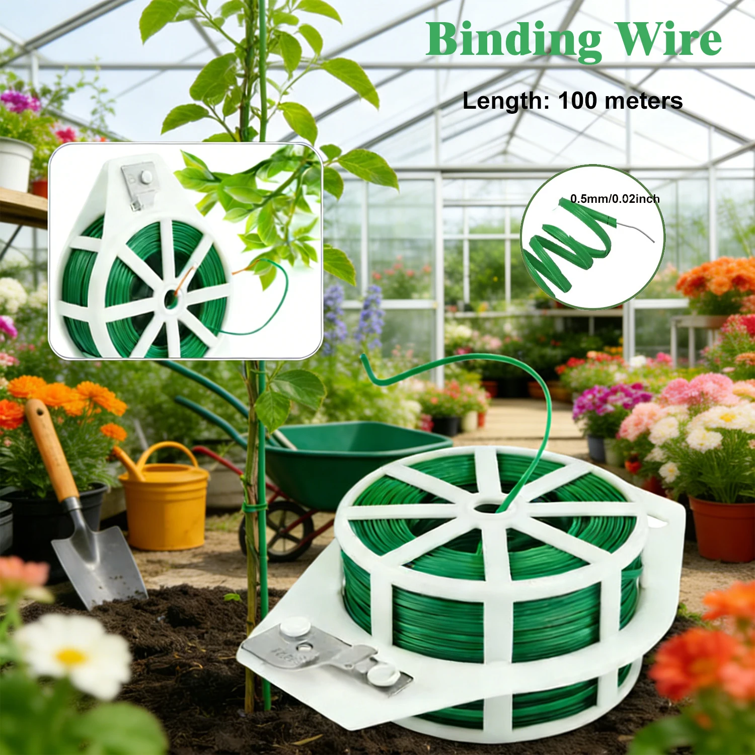 1 Roll 100M Sturdy Reusable Plastic Steel Twist Tie - Multifunctional Garden Flower Plant Support Strap for Secure Fixing