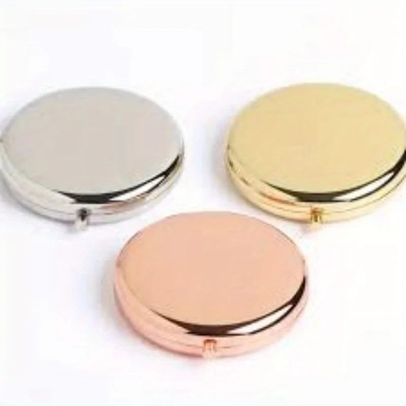 1 قطعة مرآة مستحضرات التجميل المعدنية المستديرة على الوجهين مرايا قابلة للطي هدية إبداعية مرآة مكبرة 3X أداة ماكياج محمولة #1