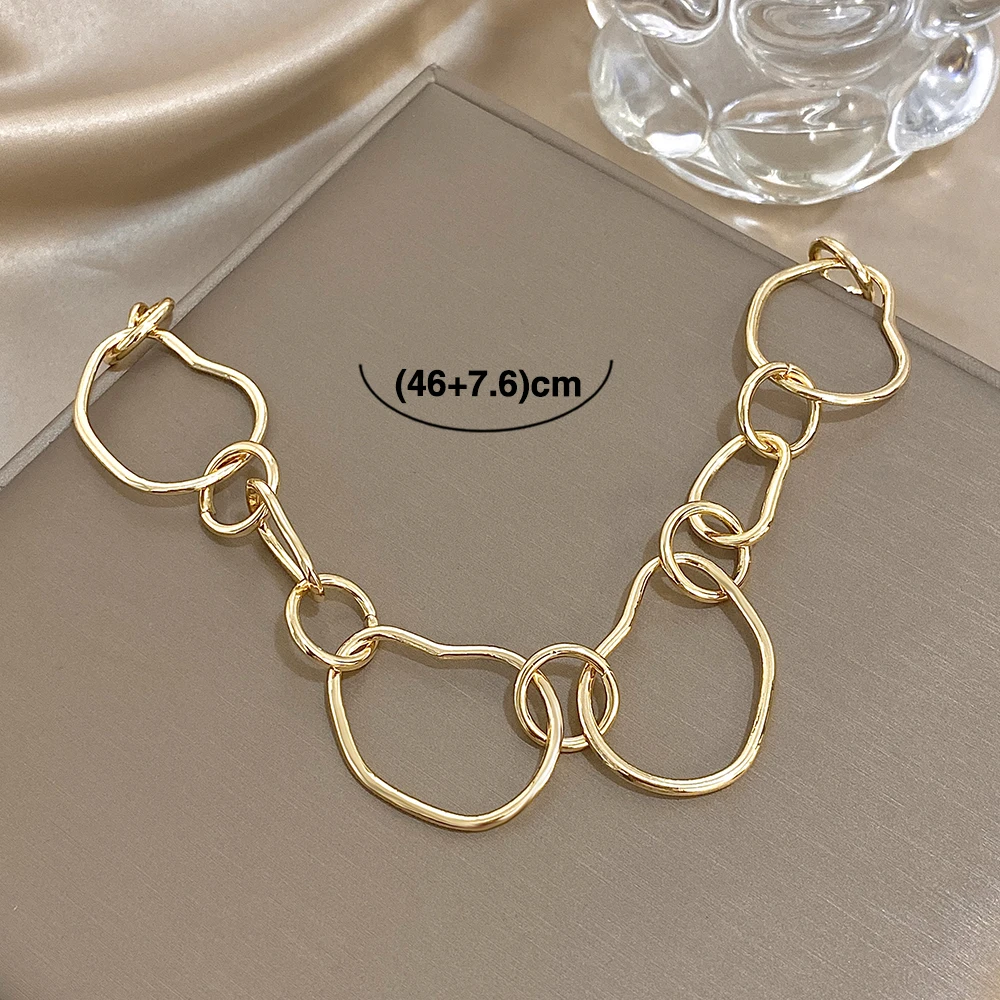 New Minimalist Irregular Geometric Gold Color Women's Girls Necklace Fashion Link Choker Necklace Charms Party Jewelry Gifts view 6