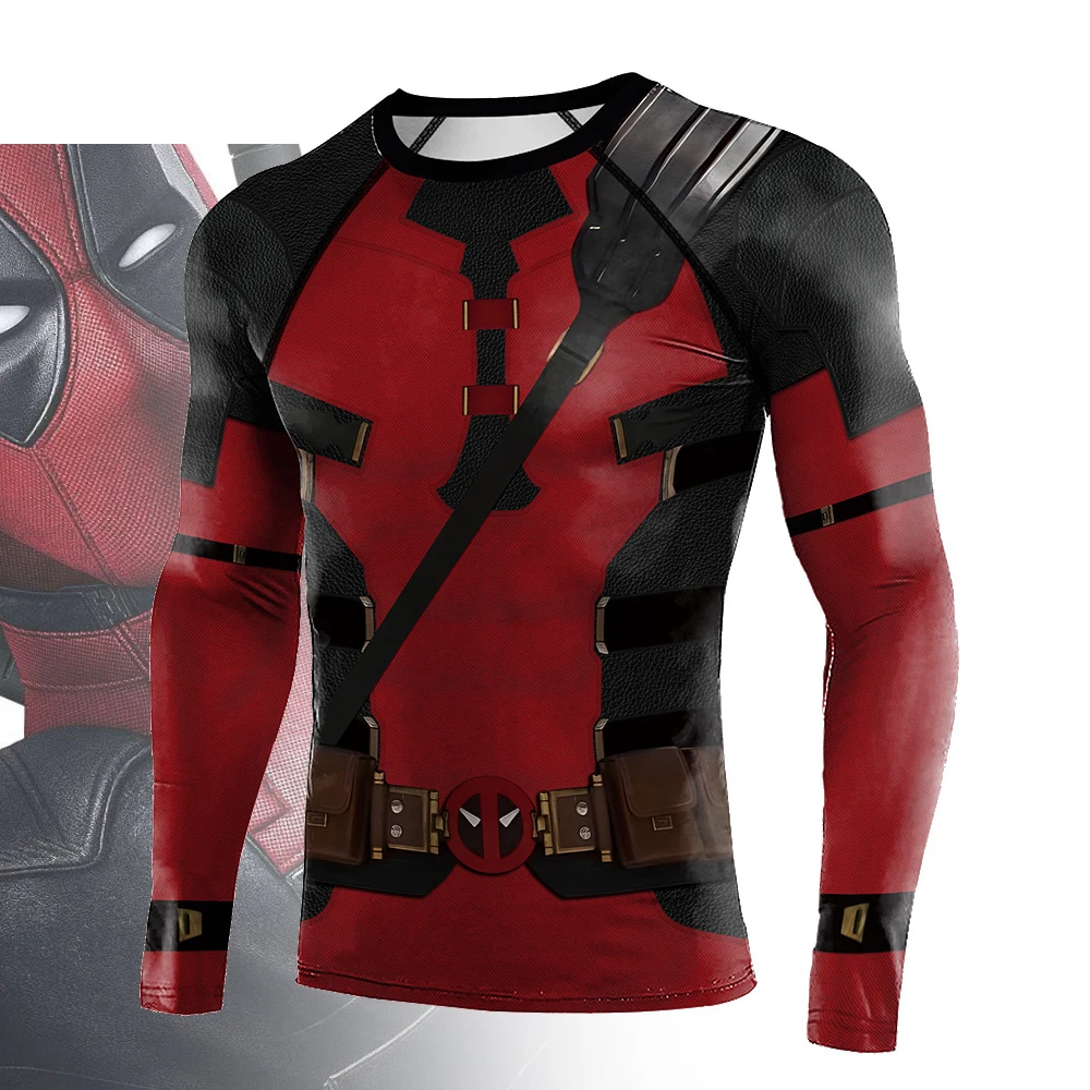 Strumpfhosen T-Shirt Cosplay Comic Dead Cosplay Kompression Workout Bodybuilding T-Shirt Rot Superheld Halloween Kostüm
