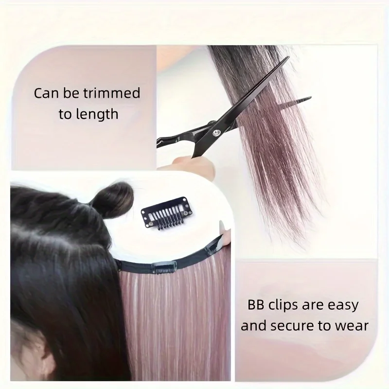 Extensión de cabello sintética elegante con clips, fácil de poner, con clips BB seguros, color lacio y ligero 2