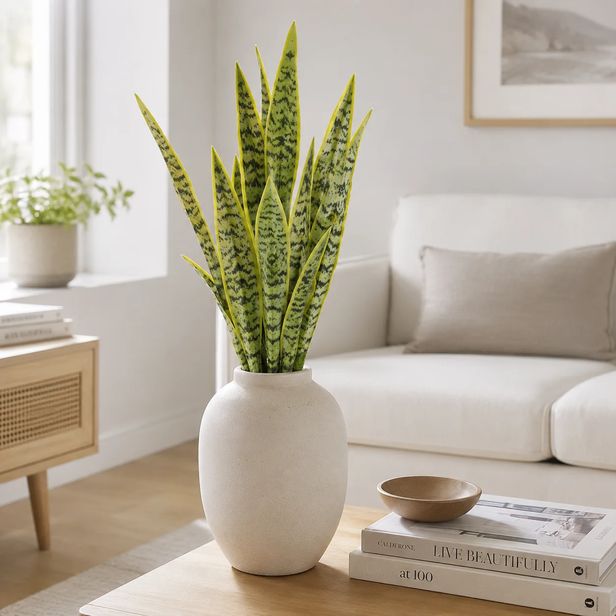1 Planta Artificial de Serpiente de 25.5 Pulgadas, Agave Falso, Sansevieria Artificial para Decoración de Interiores, Oficina, Hogar, Fiestas, Exteriores, Porche y Jardín