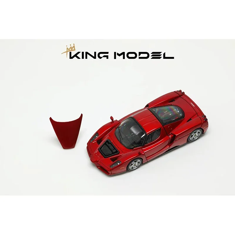 PreSale King 1:64 Enzo Metallic Red Openable Hood Diecast Diorama Car Model Toy