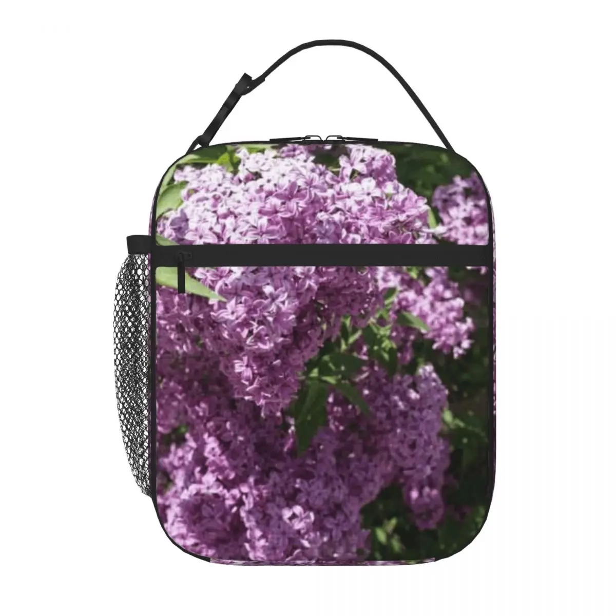 Bestselling Vivid Fragrant Lilac Bush Blooming In The Sunshine Foldable Design Shoulder Lunch Bag Preschool Lunch Kids Lunch Bag view 2