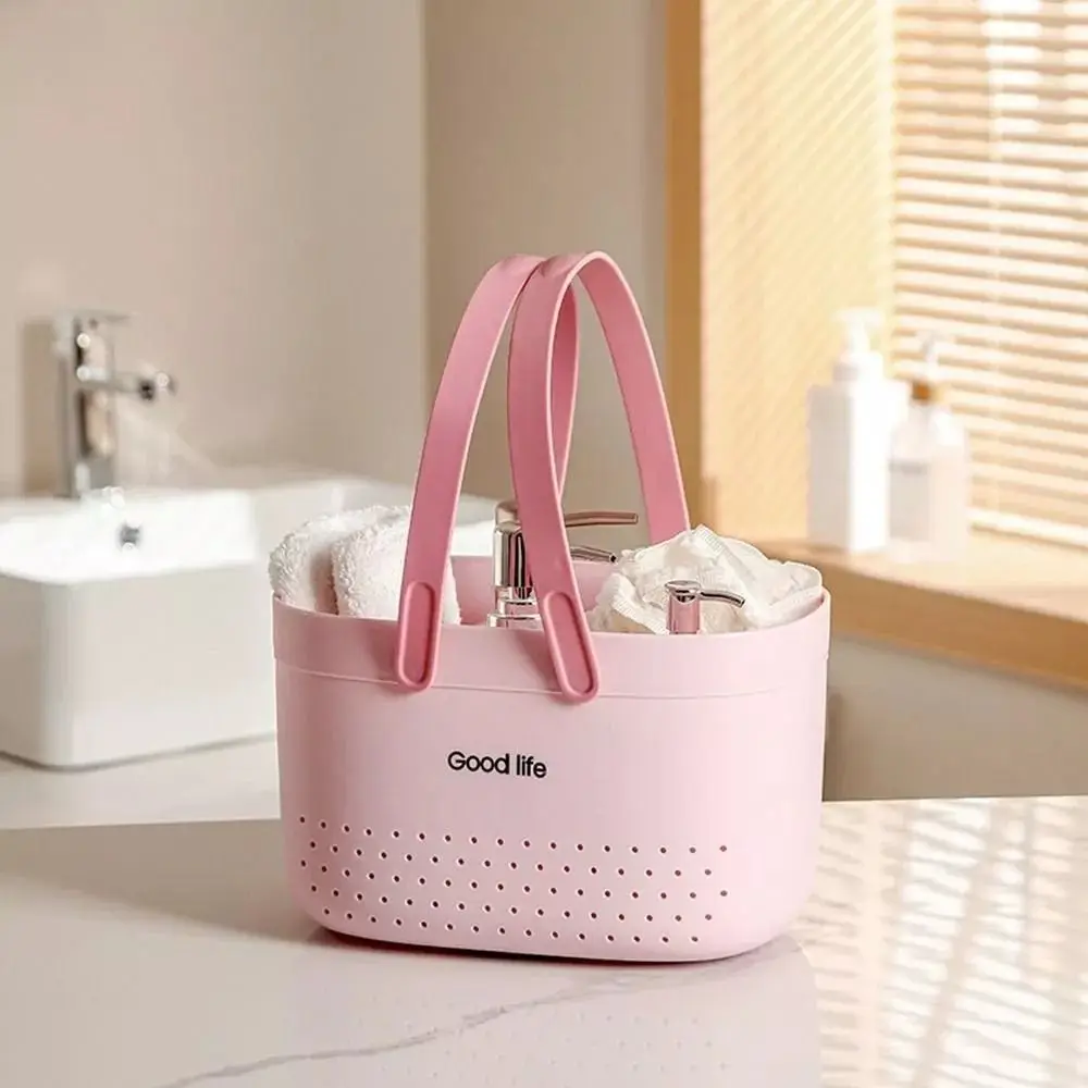 Nouveau panier de lavage en plastique grande capacité, panier de bain portable, panier de rangement en silicone pour articles divers de dortoir