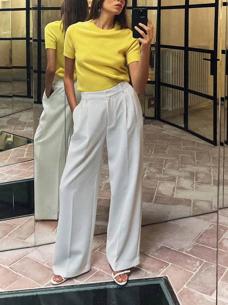 

Новый женский вязаный базовый топ ort Sve round Ne Pure Color Simple Match, осень 2024, облегающий крой, обычный, тонкий...