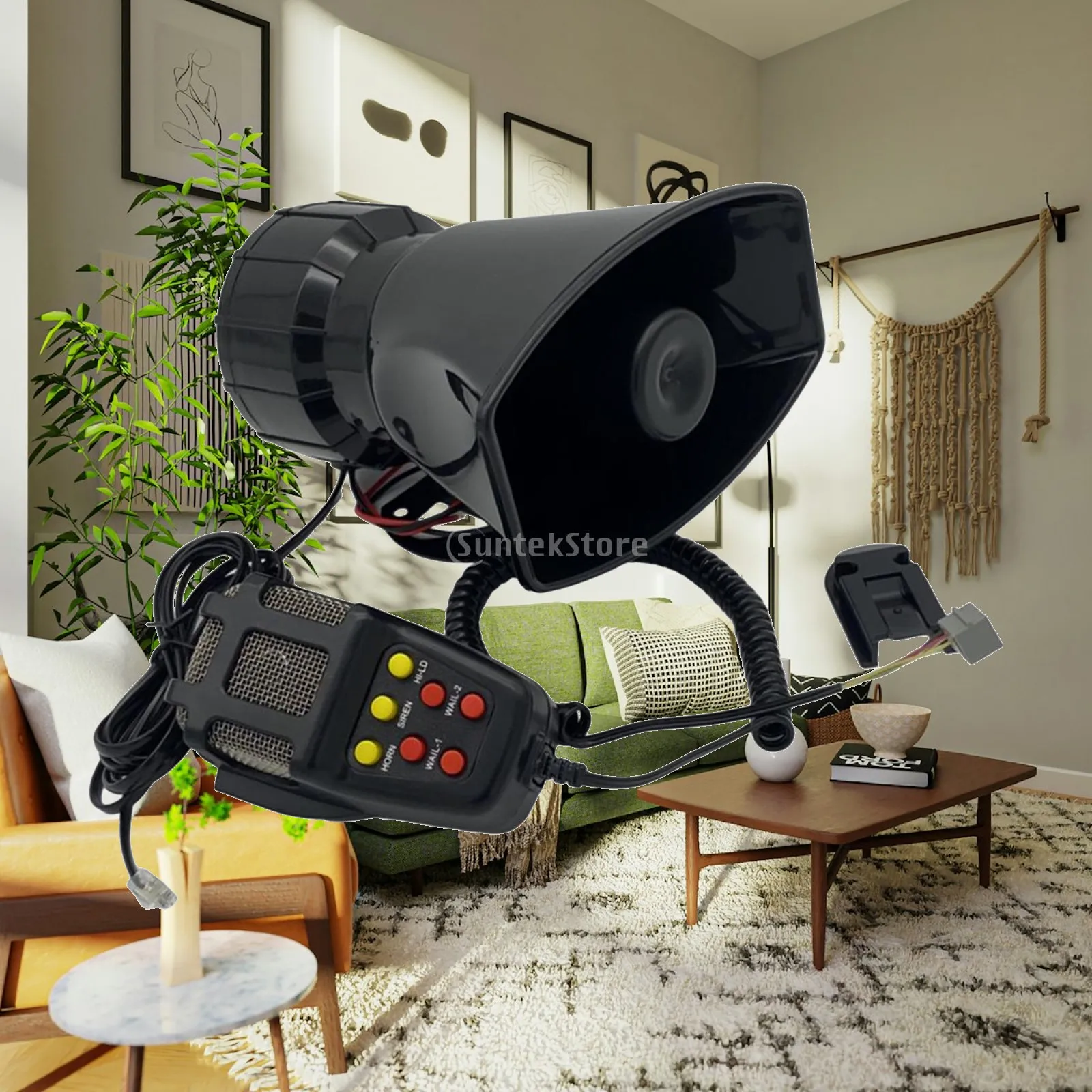 Car Horn 7 Sounds Easy to Use Electric Horn Sound PA Speaker Mic System Vehicle Horn Alarm Horn Siren Emergency Sound premium