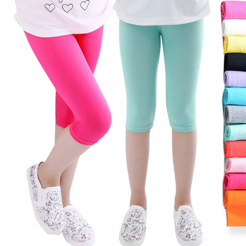 Summer Modal Children\'s Leggings Candy Color Baby Girls 5 Points Solid Color Comfortable Fashion Everything