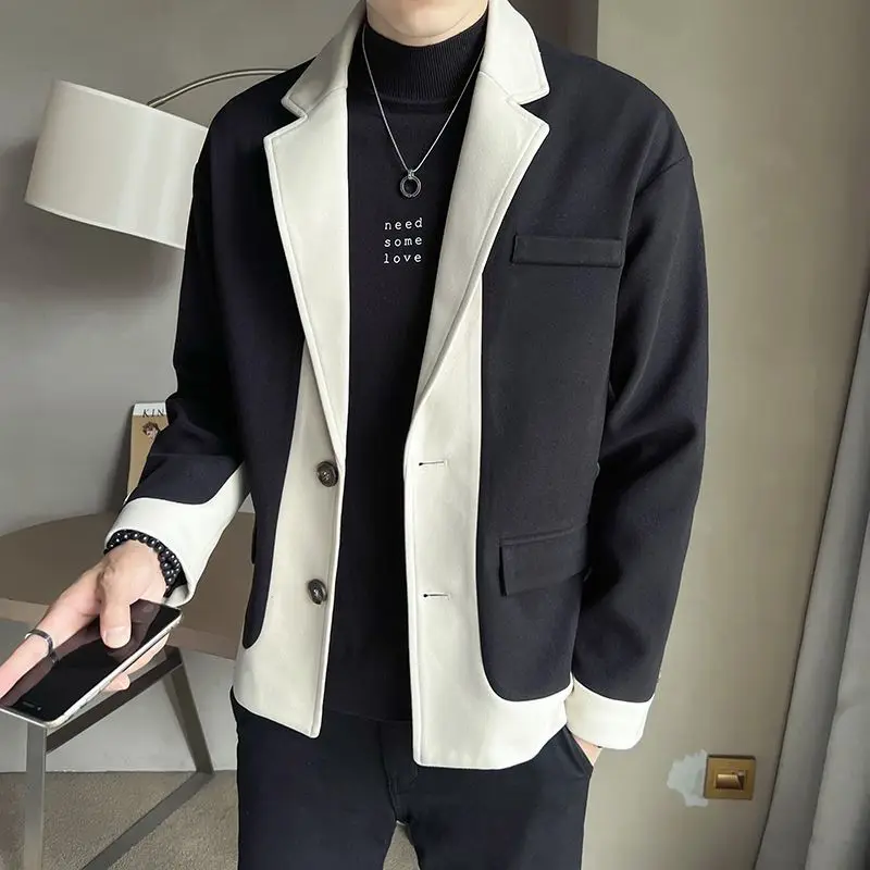 2-a21 Jacke 2023 Frühling und Herbst neue trend ige Marke lässig Blazer Herren koreanische Rendy Spleißen Kontrast farbe Top