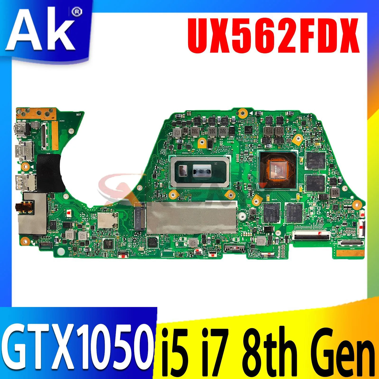 

Shenzhen UX562FDX Mainboard For ASUS Zenbook UX562F UX562FD Q536FDX Laptop Motherboard I5-8265U I7-8565U 12GB 16GB RAM GTX1050