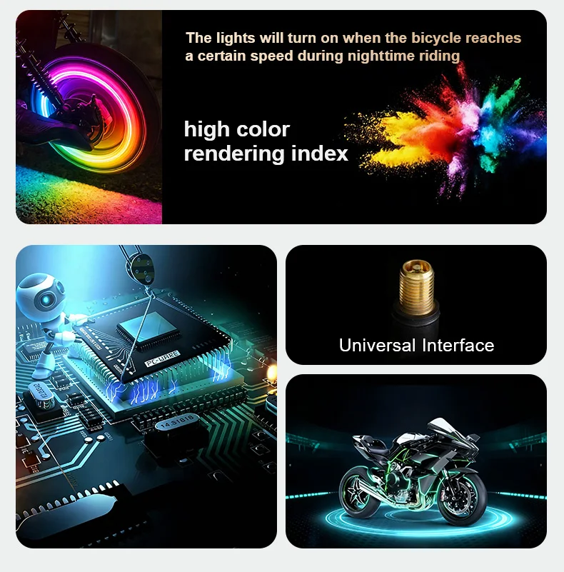 2/4 Stück Auto Motorrad Fahrrad Reifenventilkappen Licht LED Neon Blitzlampe Wasserdichte Reifen Universal Radlichter Auto Zubehör – Detail 3
