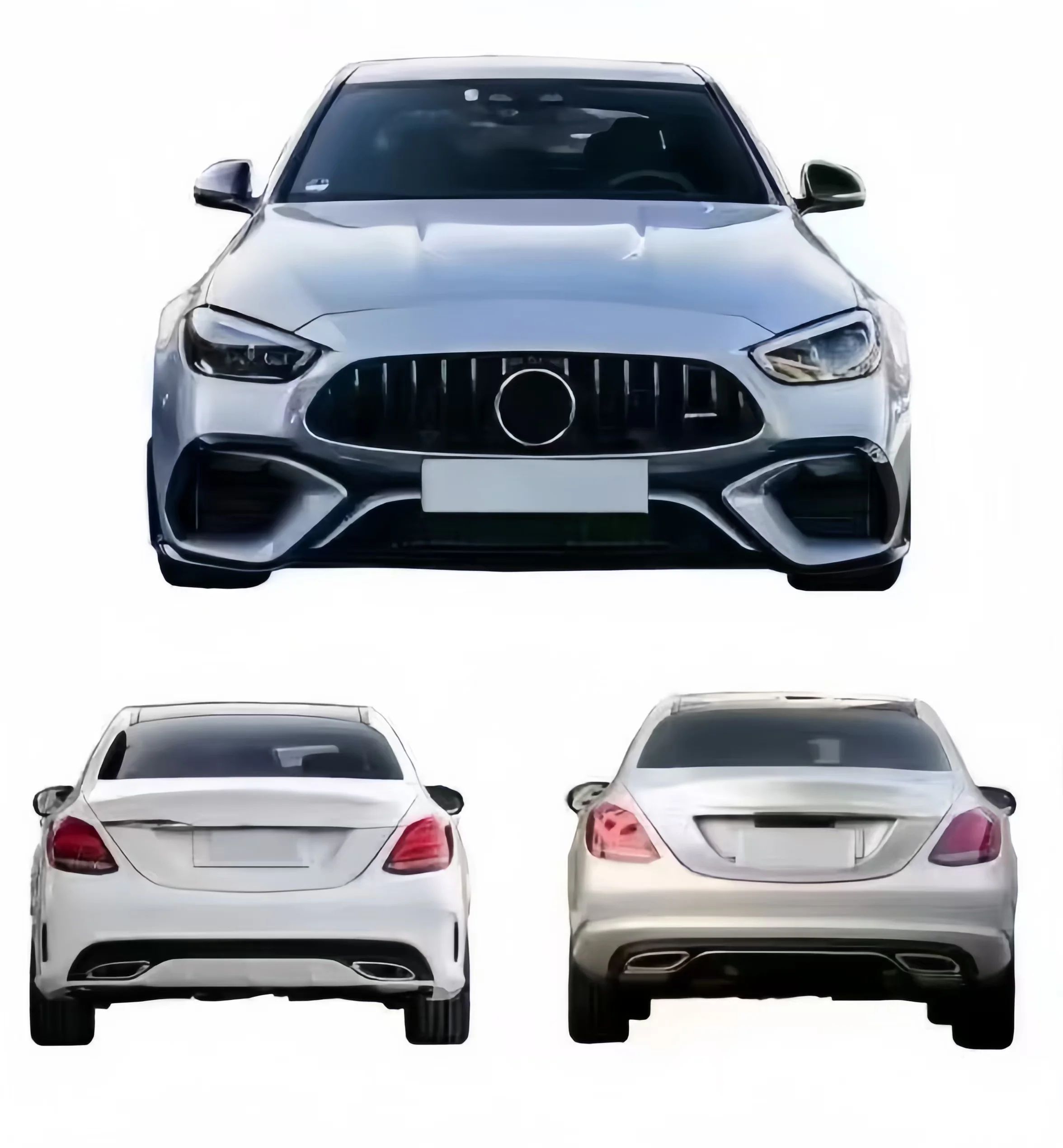 Benzz C-Class W205 Upgrade Body Kit New Front Rear Bumper Modification With Headlight Grille Mirror Surface Label