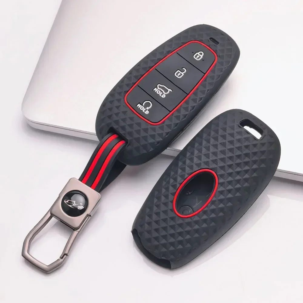 Key Fob Cover for Hyundai Tucson Elantra Kona Santa Fe with Keychain Anti-Scratch Shockproof Soft Grip Button Friendly New