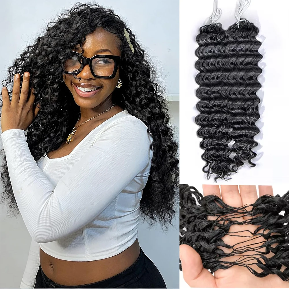 

Готовые к использованию накладные волосы для плетения крючком: глубокая волна, без узлов, водная волна, твист-косы, натуральные человеческие волосы для чернокожих женщин, предварительно разделенные.