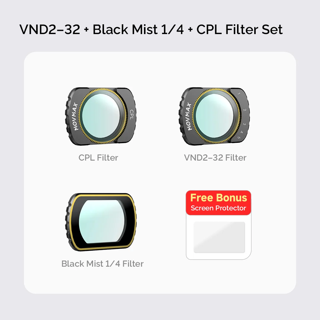 

DJI Pocket 3 Filter Kit(VND2-32 + Black Mist 1/4 + CPL)