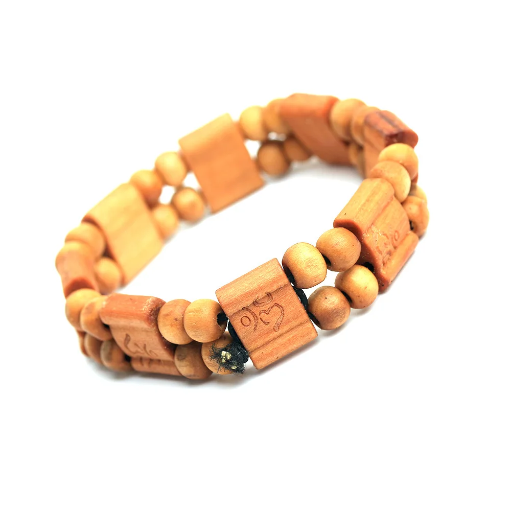 Manufacturer's direct sales of wooden OM bracelets, wooden bead string beads, elastic bracelets, foreign trade yoga,