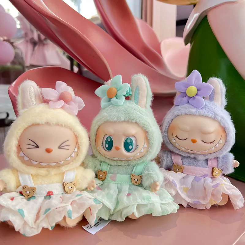 Cute Mini Plush Doll Clothes for Kids, Outfit Acessórios, Korea Kpop Exo Labubu II Idol Dolls, Wrinkle Dress Clothing, DIY Gift