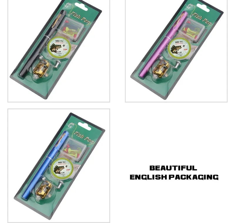 [Zubehör für Angelruten rollen] Tragbare Taschen-Teleskop-Angelrute rolle Full Kit Stift form Stange 96cm für Angel anfänger – Detail 15