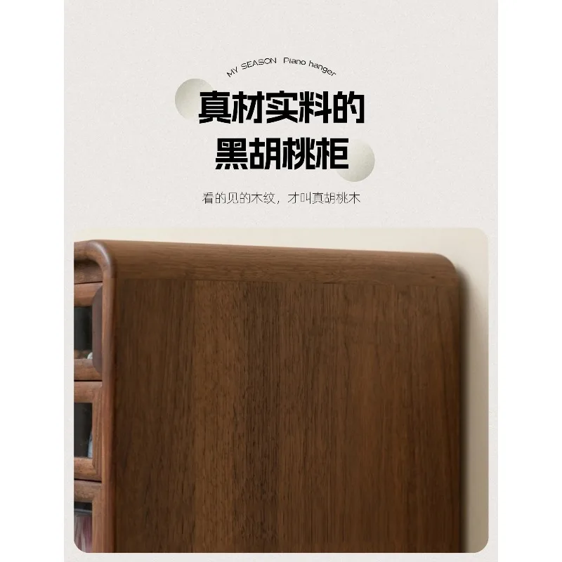 North American black walnut solid wood dental cabinet teacup tea set storage modern light luxury floor-to-ceiling cabinet view 5