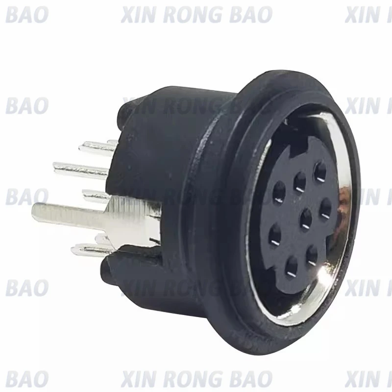 MD8 Core Female Base Soldering Board 180 Degree Small 8-core Female Base PCB Direct Plug-in S-terminal Female Head Round Head 8P