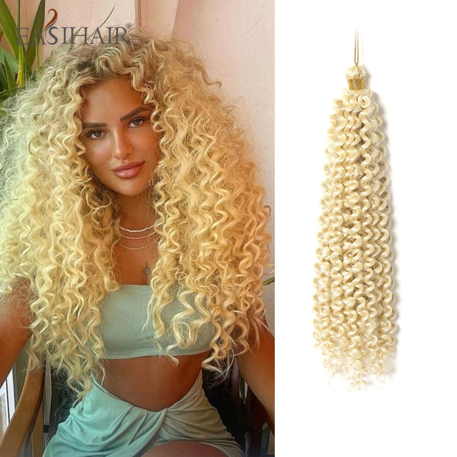 EASIHAIR Synthetic Crochet Hair Wigs with Curly Ends Butterfly Locs Crochet Goddess Braid Blonde Dreadlocks Women Hair Extension