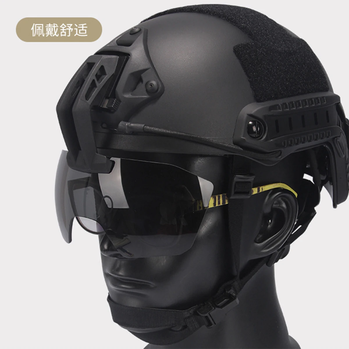 3mm Explosion-proof Anti-fog Goggles with FAST Tactical Helmet Holder for Hunting Riding CS War Games And Other Activities